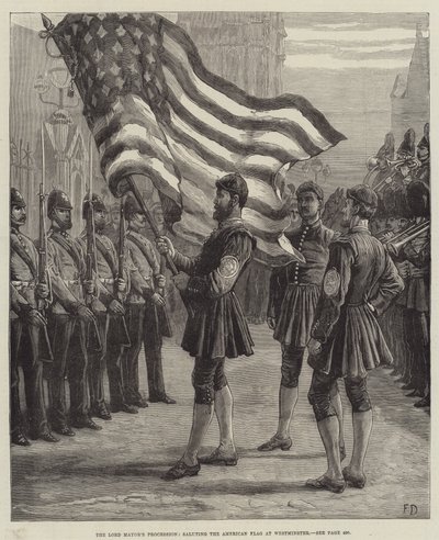 Overborgmesterens procession, der hilser det amerikanske flag i Westminster af Frank Dadd
